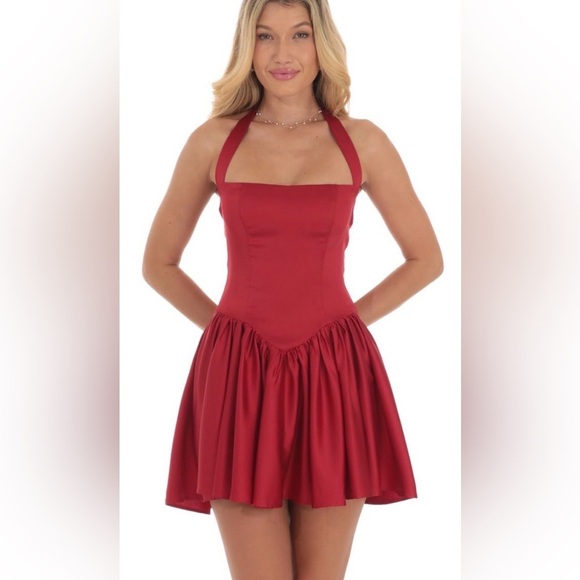 Lucy in the Sky Dresses & Skirts - Lucy in the sky satin a line halter dress size xxs